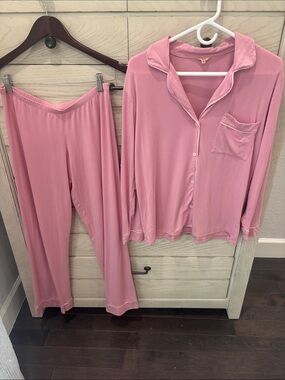 Eberjey Pink Long-Sleeve Button Pajama Set